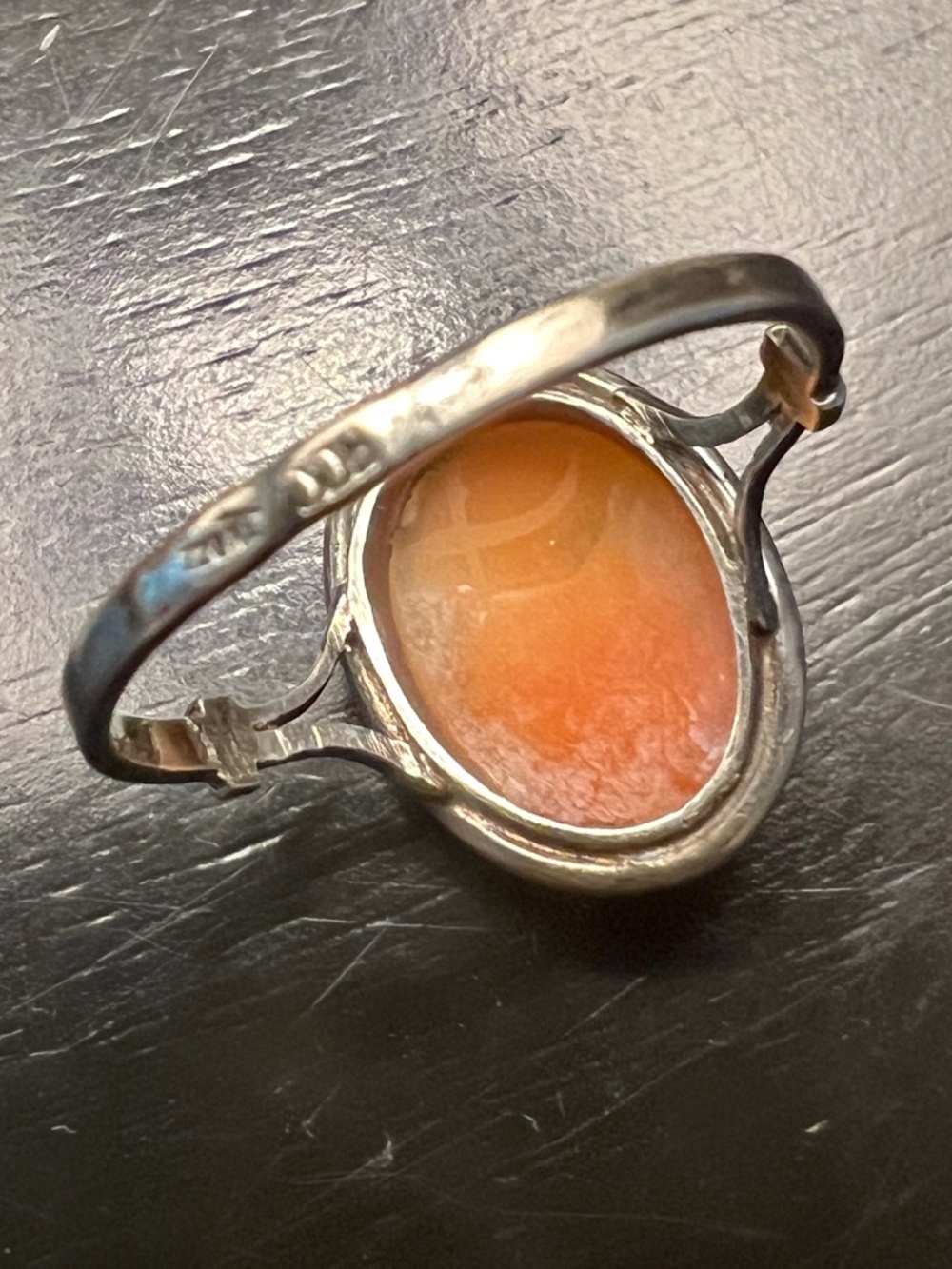 Estate Antique Cameo Ring 925 Silver Gold Rope Size 7.5 - 8 Hand Carved Woman - Picture 4 of 5